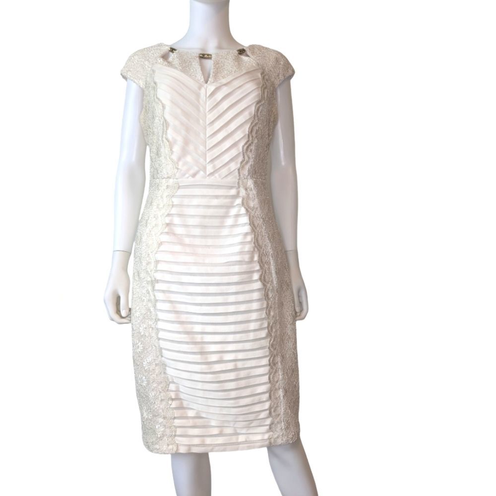 Jax dress off white bodycon lace layered beads cut out wedding 12